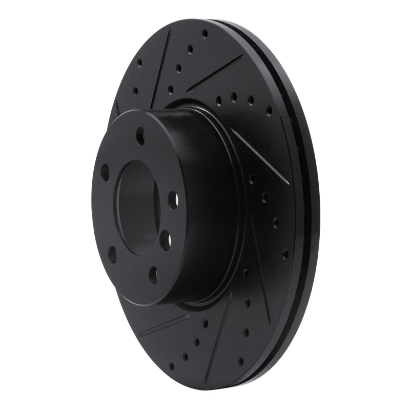 BMW 430i xDrive Brake Rotor (1) - Front Left - R1 Concepts - Drilled & Slotted - Black - `07-`21